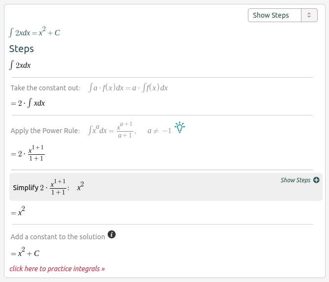 Integral of 2x what to expect from Calculus 1